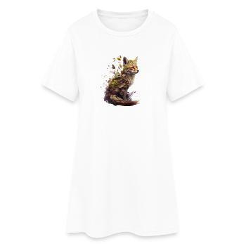 Fuchs mit Pflanzen auf dem Rücken - Frauen T-Shirt-Kleid - Weiß - Vorne