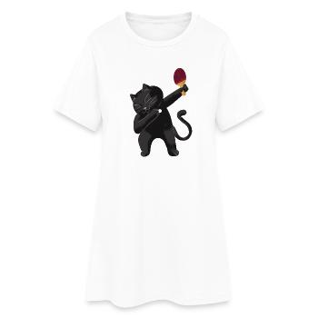 Table Tennis Katze Pingpong Outfit Cat Tischtennis - Frauen T-Shirt-Kleid - Weiß - Vorne