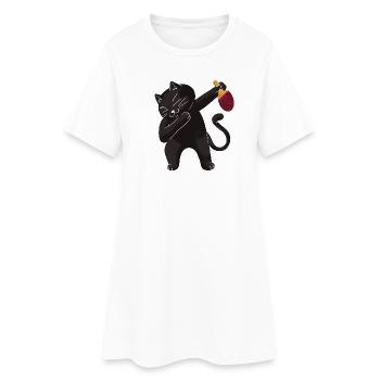 Table Tennis Katze Pingpong Outfit Cat Tischtennis - Women’s T-Shirt Dress - white - Front