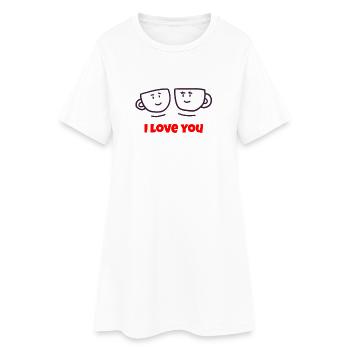 Saint-Valentin, Saint-Valentin, Saint-Valentin - Robe T-shirt Femme - blanc - Devant