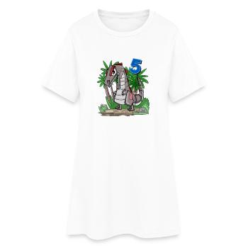 5 ans - 5ème anniversaire avec motif animal - Robe T-shirt Femme - blanc - Devant
