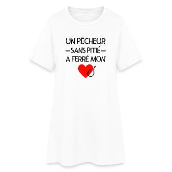 pêche, pêcheur, femme de pêcheur - Robe T-shirt Femme - blanc - Devant