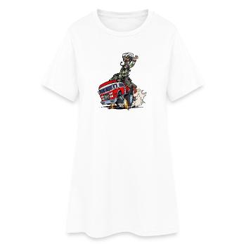 Fire brigade fire protection fire engine lifesaver - Women’s T-Shirt Dress - white - Front