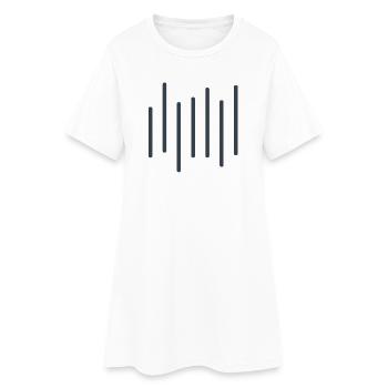 Linienrhythmus Dunkelblau - Frauen T-Shirt-Kleid - Weiß - Vorne