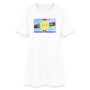 Holzkreuz Smile Kreis - Frauen T-Shirt-Kleid - Weiß - Vorne