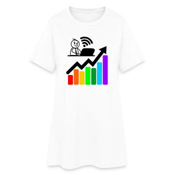 Farbige Karte glücklicher junger Mann auf Laptop - Frauen T-Shirt-Kleid - Weiß - Vorne