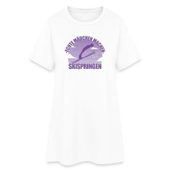 Skispringen Skispringerin Mädchen Geschenk - Frauen T-Shirt-Kleid - Weiß - Vorne