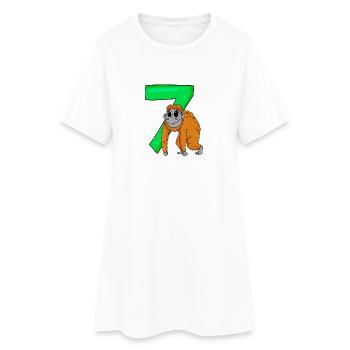 7 ans - 7ème anniversaire avec motif animal - singe - Robe T-shirt Femme - blanc - Devant