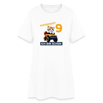 9. Geburtstag Katze auf Monstertruck 9 Jahre alt - Frauen T-Shirt-Kleid - Weiß - Vorne