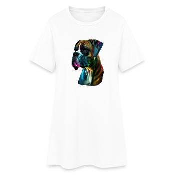 Boxer Dog Coloré - Robe T-shirt Femme - blanc - Devant