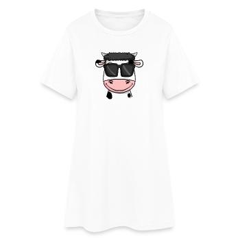 Vache avec des lunettes de soleil - Robe T-shirt Femme - blanc - Devant