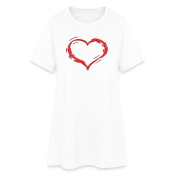 Herz - Frauen T-Shirt-Kleid - Weiß - Vorne