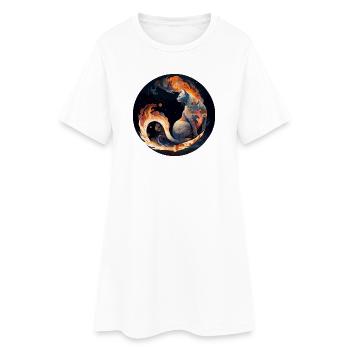 Magie ardente du chat dans la conception de la constellation - Robe T-shirt Femme - blanc - Devant