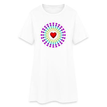 Heart Radial Rainbow Hearts Circle - Women’s T-Shirt Dress - white - Front