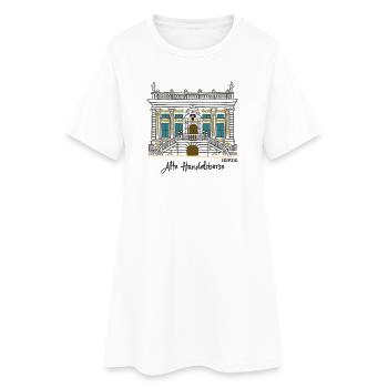 Leipzig, Alte Handelsbörse, Wahrzeichen, Sachsen - Frauen T-Shirt-Kleid - Weiß - Vorne