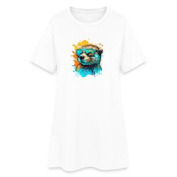 Loutre fraîche - Robe T-shirt Femme - blanc - Devant