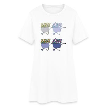 schubkarren 4fach - Frauen T-Shirt-Kleid - Weiß - Vorne
