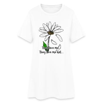 Marguerite sur fond : pétales blancs audacieux - Robe T-shirt Femme - blanc - Devant