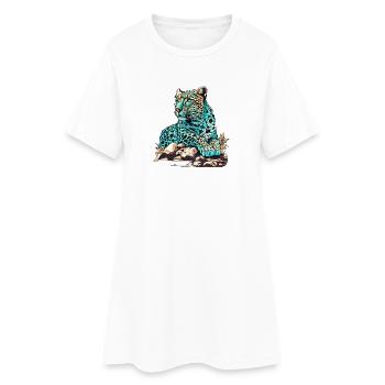 Leopard lying in wait - Women’s T-Shirt Dress - white - Front