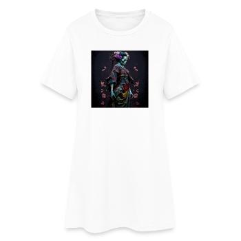 Geisha Dia muerta Floral Ebony - Geisha Zombie - Women’s T-Shirt Dress - white - Front