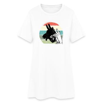 Giraffen-Silhouette Retro-Sonnenuntergang - Frauen T-Shirt-Kleid - Weiß - Vorne