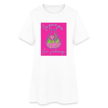 JE PEUX PAS,PRINTEMPS,JARDINAGE,RETRAITE,PRINTEMPS - Robe T-shirt Femme - blanc - Devant