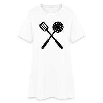 Frying baking tools crossed - Women’s T-Shirt Dress - white - Front