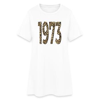 Anniversaire 1973 Imprimé léopard - Robe T-shirt Femme - blanc - Devant