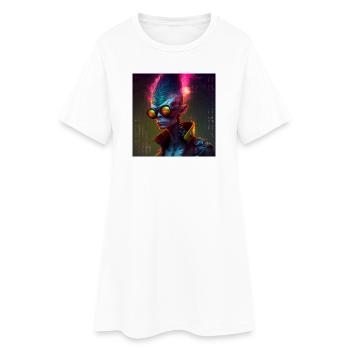 Funky alien 01 - Robe T-shirt Femme - blanc - Devant