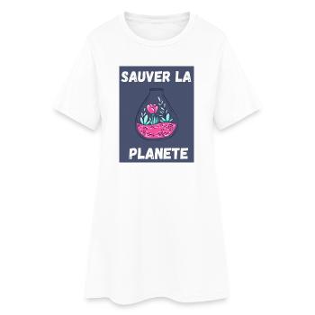 PLANETE. NATURE. JARDIN. ARBRE. FLEUR. PRINTEMPS - Robe T-shirt Femme - blanc - Devant