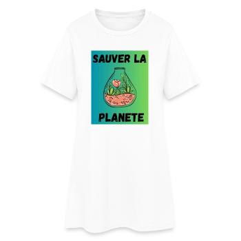 JOUR DE LA TERRE. ECOLOGIE. PLANETE. ENVIRONNEMENT - Robe T-shirt Femme - blanc - Devant