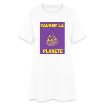 PLANETE. JOUR DE LA TERRE. ECOLOGIE. PLANETE. BIO - Robe T-shirt Femme - blanc - Devant