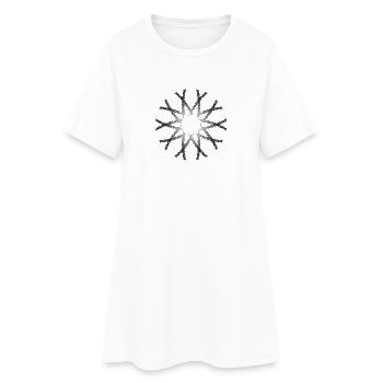 Balken gekreist Grauverlauf - Frauen T-Shirt-Kleid - Weiß - Vorne