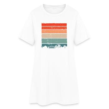 Sunset Gradient City Skyline - Women’s T-Shirt Dress - white - Front