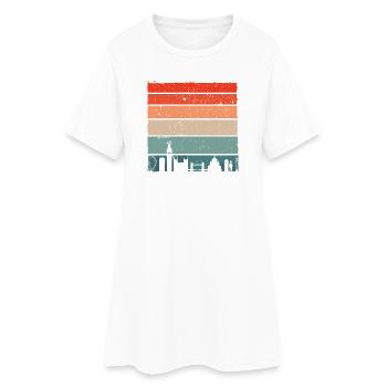Rayures de la ligne d’horizon du coucher de soleil - Robe T-shirt Femme - blanc - Devant
