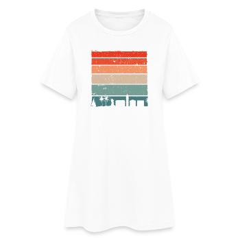 Sunset City Palms Retro Gradient - Women’s T-Shirt Dress - white - Front
