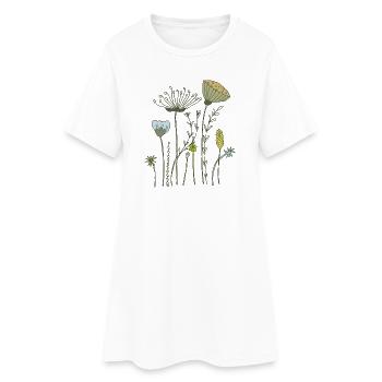 fleurs séchées prairie fleurie - Robe T-shirt Femme - blanc - Devant