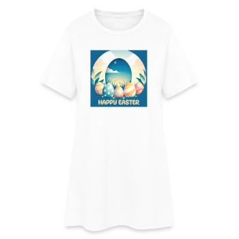 Joyeuses Pâques, oeuf de Pâques - Robe T-shirt Femme - blanc - Devant