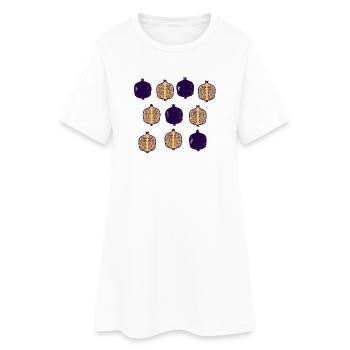 Grille de grenade : Or pourpre - Robe T-shirt Femme - blanc - Devant