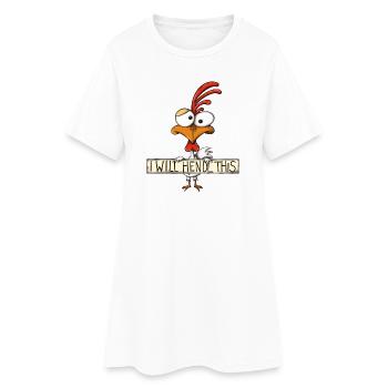 I will hendl this - Hahn, lustiger Spruch - Frauen T-Shirt-Kleid - Weiß - Vorne