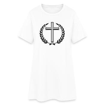 Couronne de laurier croisée - Robe T-shirt Femme - blanc - Devant