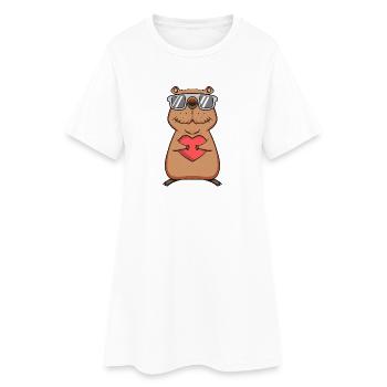 Motif de cœur Capybara capybara - Robe T-shirt Femme - blanc - Devant