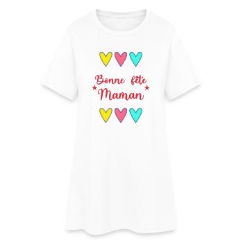 MAMAN. FÊTE DES MÈRES. BONNE FÊTE MAMAN. JE T'AIME - Robe T-shirt Femme - blanc - Devant