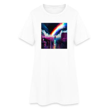 Regenbogen City Art Futuristisch - Frauen T-Shirt-Kleid - Weiß - Vorne
