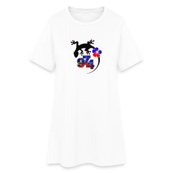 Gecko Tropique 974 Hibiscus - Robe T-shirt Femme - blanc - Devant