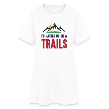 Berge - Ich bin lieber auf einem Trail - Frauen T-Shirt-Kleid - Weiß - Vorne