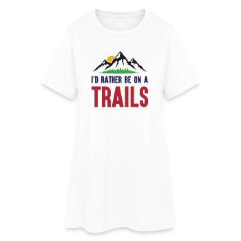 Berge - Ich bin lieber auf einem Trail - Frauen T-Shirt-Kleid - Weiß - Vorne