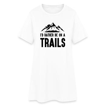 Berge - Ich bin lieber auf einem Trail - Frauen T-Shirt-Kleid - Weiß - Vorne