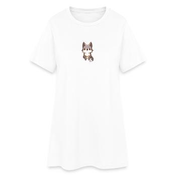 Mignon Wolf Wolfhound Kawaii Husky Design Pocket - Robe T-shirt Femme - blanc - Devant