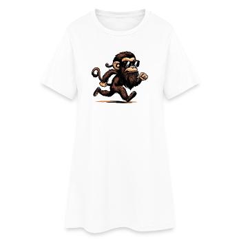 Singe en cours d’exécution - Robe T-shirt Femme - blanc - Devant
